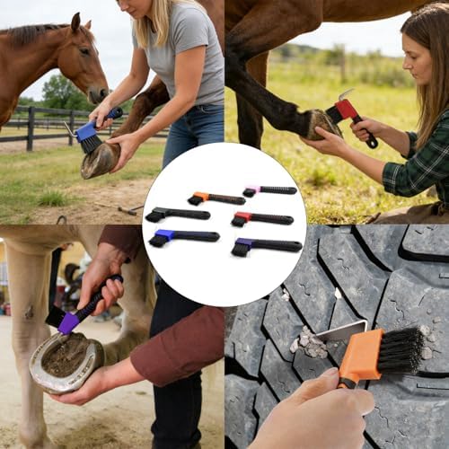 2-in-1 Hoof Pick for Horses with Soft Grip Rubber Handle(Blue)