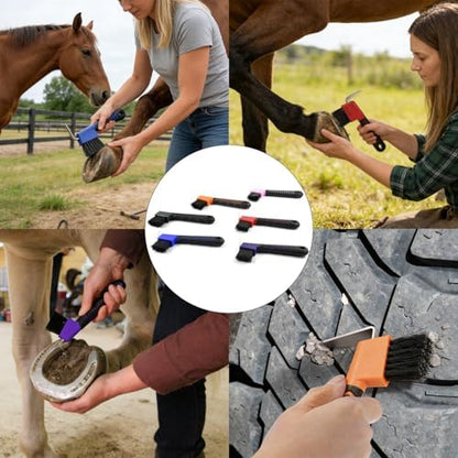 2-in-1 Hoof Pick for Horses with Soft Grip Rubber Handle(Blue)