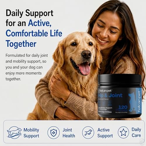 Hip & Joint Chews for Dogs – Glucosamine, Chondroitin, MSM & Green Lipped Mussel – Supports Mobility & Joint Health for Dogs – Natural Dog Joint Supplement – Chicken Flavor, 120 Soft Chews
