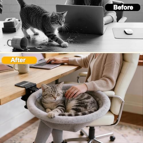 Cat Desk Bed Foldable Sunken Design, Space-Saving for Home Office