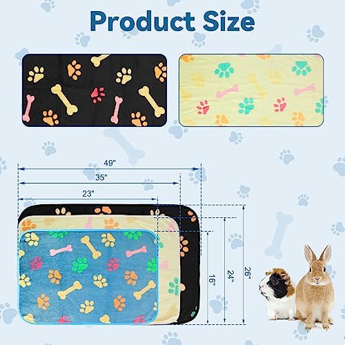 YUEPET 3 Pack Waterproof Guinea Pig Blankets, Fleece Cage Liners, L