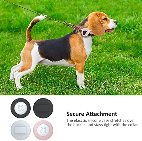 2022 AirTag Cat Collar Holder, Compatible with Apple AirTag GPS Tracker, 2Pack Waterproof Case Cover for Pet Collar Within 3/8 inch (Black & Black & Pink & White)