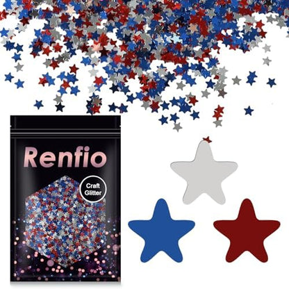 Renfio USA Glitter,1.75 Oz/50g USA Accessories,Star Confetti for Resin