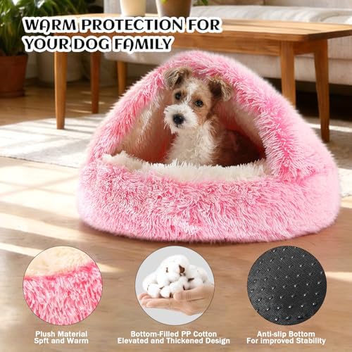 NOYAL Hooded Donut Bed, Calming Cave for Cats & Small Dogs