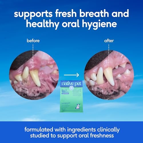 Native Pet Clean Breath Dog Dental Care - Teeth Cleaning for Fresh Breath, Clean Teeth & Healthy Gums - Tartar and Plaque Remover - Dog Breath Freshener - 60 Scoops
