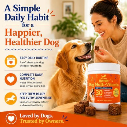 Dr Jay's Romps 10-in-1 Dog Multivitamin Soft Chews with Collagen, 30 Chews
