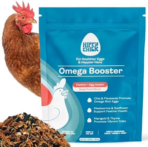 Hippy Chick Egg Booster for Chickens – Omega-3 Vitamin Supplement for Laying Hens – Egg & Feather Health Support – Natural Poultry Treat and Layer Feed Additive – 2.5 lb Bag