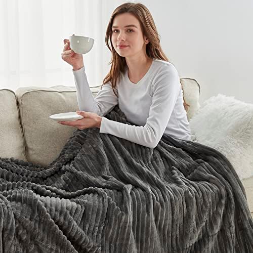 Nestl Grey Throw Blanket for Couch - Cozy Warm Fuzzy Blankets for Women, Plush Small Fleece Throws for Girls - Gray, 50 x 60 Inches
