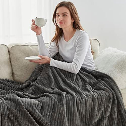 Nestl Grey Throw Blanket for Couch - Cozy Warm Fuzzy Blankets for Women, Plush Small Fleece Throws for Girls - Gray, 50 x 60 Inches