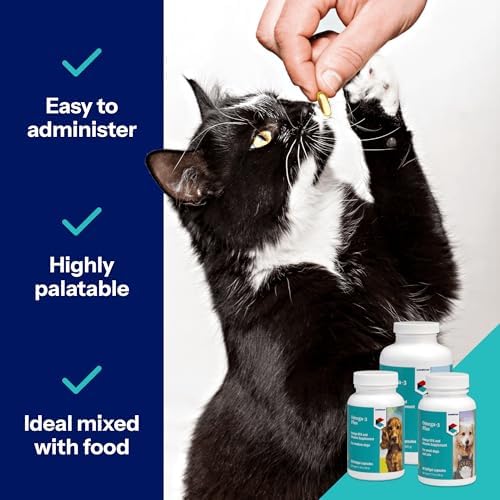 Covetrus Omega-3 Soft Gels for Cats & Small Dogs – Essential Fatty Acids with Vitamins A, E & D3 – Skin, Coat & Joint Supplement – 60 Count