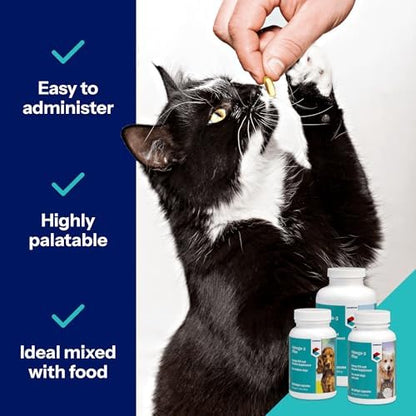 Covetrus Omega-3 Soft Gels for Cats & Small Dogs – Essential Fatty Acids with Vitamins A, E & D3 – Skin, Coat & Joint Supplement – 60 Count