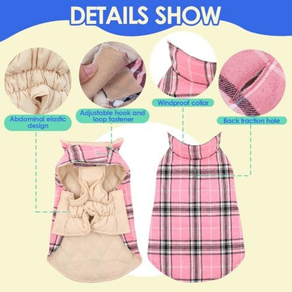 MIGOHI Dog Jacket for Winter,Reversible Dog Coat with Leash Hole, Pink, 3XL