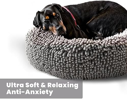 Muddy Mat® Cloud K-9 Dog Beds for Small Dogs & Cats, Soft & Relaxing Round Dog Bed, Chenille Material, Removable Cover, Washable & Dryer Safe – Grey Small(25'x25')