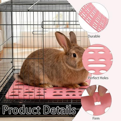 18 Pack Plastic Rabbit Cage Mat, Bunny Resting Mats for Cage with Snap Joint, Breathable Small Animal Feet Pads for Guinea Pigs, Chinchilla, Pet - White, Blue, Pink