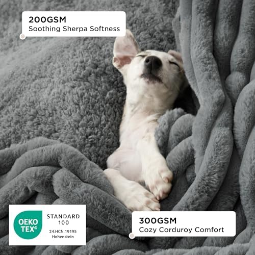 Bedsure ComfyFleece™ Waterproof Dog Blankets for Large Dogs,50x60