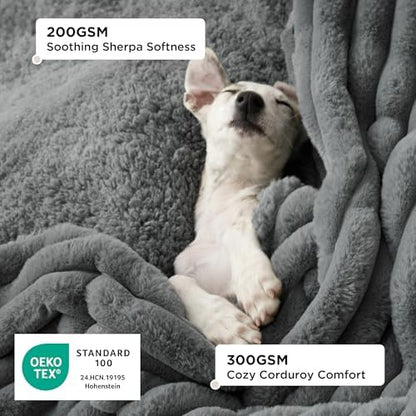Bedsure ComfyFleece™ Waterproof Dog Blankets for Large Dogs,50x60