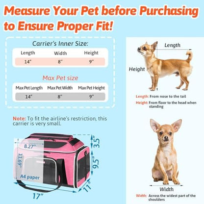 Petskd Top-Expandable Small Pet Carrier 17"x11"x9.5" Airline Approved