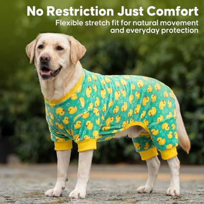 KYEESE Velvet Dog Pajamas for Medium Large Dogs Soft Onesie, Yellow Duck