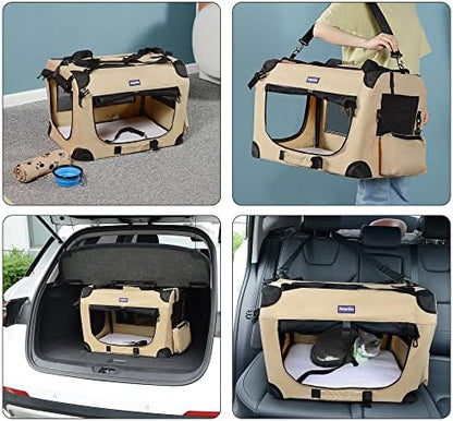 Petprsco Portable Collapsible Dog Crate, 24" Soft Dog Crate for Car Travel