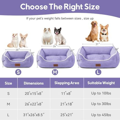 Zerbuger 20in Violet Rectangle Cat Dog Bed Machine Washable Sleeping Sofa