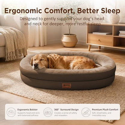 Waterproof Orthopedic Dog Bed for Large Dogs, Coffee