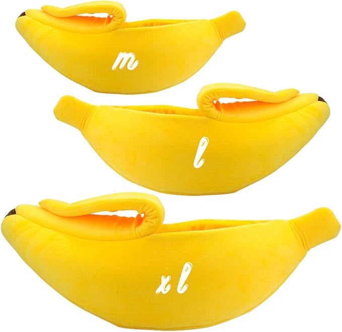 Banana Cat Bed for Cats & Small Dogs – Funny Yellow Plush Pet Cave, Indoor Hideaway for Kittens, Puppies, and Small Pets