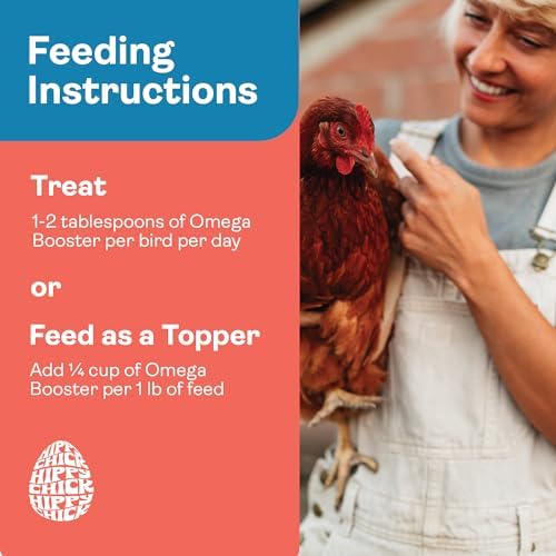 Hippy Chick Egg Booster for Chickens – Omega-3 Vitamin Supplement for Laying Hens – Egg & Feather Health Support – Natural Poultry Treat and Layer Feed Additive – 2.5 lb Bag