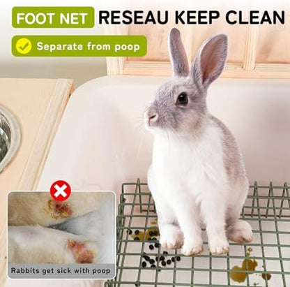 3 in 1 Extra Large Rabbit Hay Feeder with Litter Box, Wooden Bunny Toilet