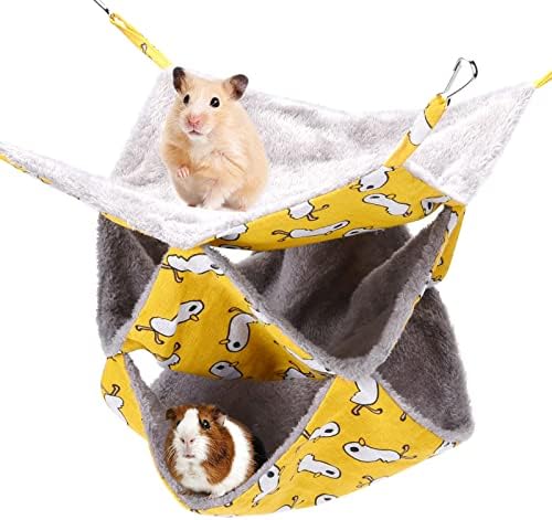 3 Tier Ferret Rat Hammock, Guinea Pig Cage Accessories, Yellow