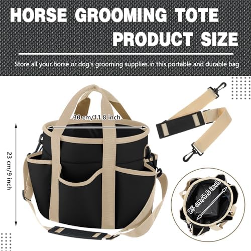 Abbylike Grooming Tote,Stylish,10.63 x 10.63 x 9.45 Inch,Khaki and Black