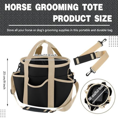 Abbylike Grooming Tote,Stylish,10.63 x 10.63 x 9.45 Inch,Khaki and Black