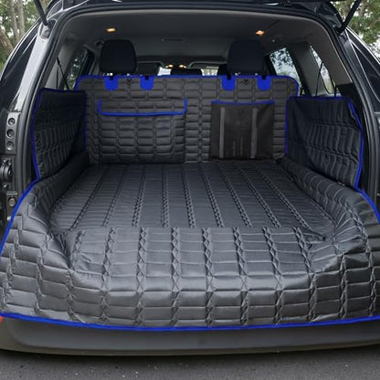 Reliadura SUV Cargo Liner for Dogs, Waterproof Pet Trunk Cover with Bumper Flap Protector, Non-Slip Scratchproof, Non-Slip Dog Seat Mat for SUVs, Large Size Cargo Liner Universal Fit Blue