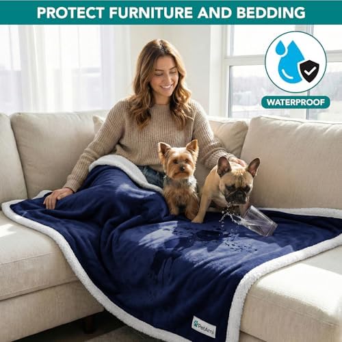 PetAmi Waterproof Dog Blanket for Small Dog Puppy Cat, 29x40, Blue