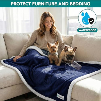 PetAmi Waterproof Dog Blanket for Small Dog Puppy Cat, 29x40, Blue