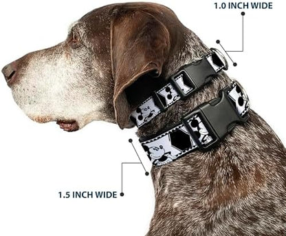 Buckle-Down Mickey Standing Pose Film Strip White/Black Plastic Clip Collar, Narrow Medium/7-13"