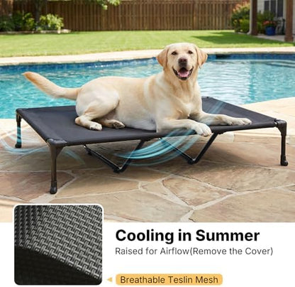 Veehoo Outdoor Elevated Dog Bed with Waterproof Bolster Cushion, Cooling