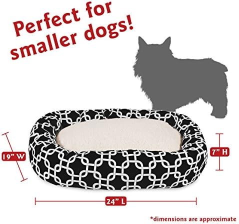 Majestic Pet 24 Inch Links Sherpa Calming Dog Bed Washable – Cozy Soft Round Dog Bed with Spine for Head Support - Fluffy Donut Dog Bed 24x19x7 (inch) – Round Pet Bed Small - BLACK