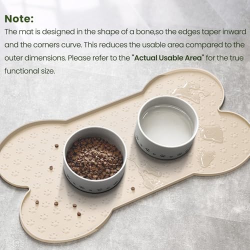 PWTAA Dog Food Mat Anti-Slip Silicone Dog Bowl Mat Thicker Pet Placemat Waterproof Cat Feeder Pad with Raised Edge Puppy Kitten Feeding Mats Suitable Small Medium-Sized Dogs Cats Eating Tray