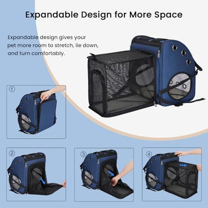 Expandable Cat Carrier Backpack,Large Space,Airline Approved,18 lbs