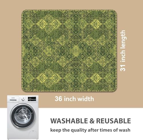 nunubaby Washable Pee Pads for Dogs, Stylish, Non-Slip and Leak-Proof Pee Pads. Reusable Potty Pads for Dogs for Crates and Floors.(Green/Multi,31" x36" )
