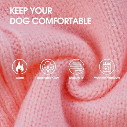 Turtleneck Dog Sweater, Thermal Knitted Sweater for Small Dogs (Pink, M)