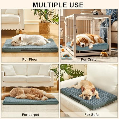 Orthopedic Dog Beds for Crate with Removable Washable Cover Egg-Crate Foam Pet Pad Mat with Anti-Slip Bottom,Waterproof Dog Beds Small Sized，20x16 Inch