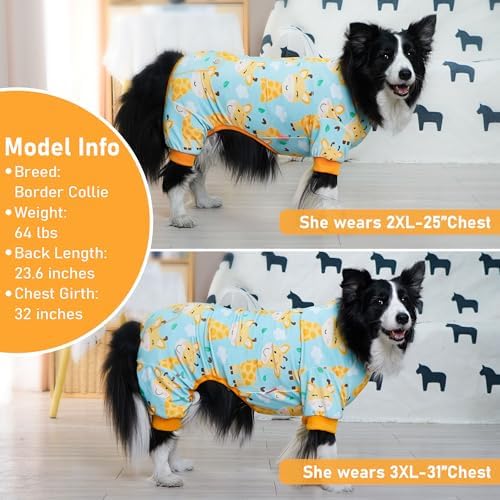 KYEESE Velvet Dog Pajamas for Large Dogs Onesie for Daily Wear, Giraffe