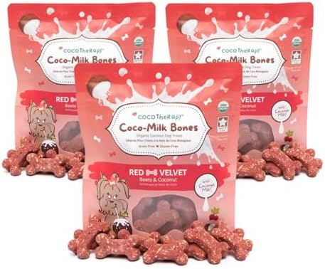 CocoTherapy Red Velvet Coco-Milk Bones 3 Pack, 6 Ounces Each, USDA Organic