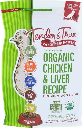 Tender & True Organic Chicken & Liver Recipe Dog Food, 4 lb