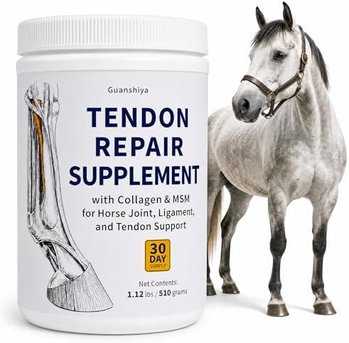 Tendon Repair Supplement Horse - Equine Tendon and Ligament Powder with Collagen, MSM, Supports Elasticity, Mobility and Recovery, 30 Day Supply