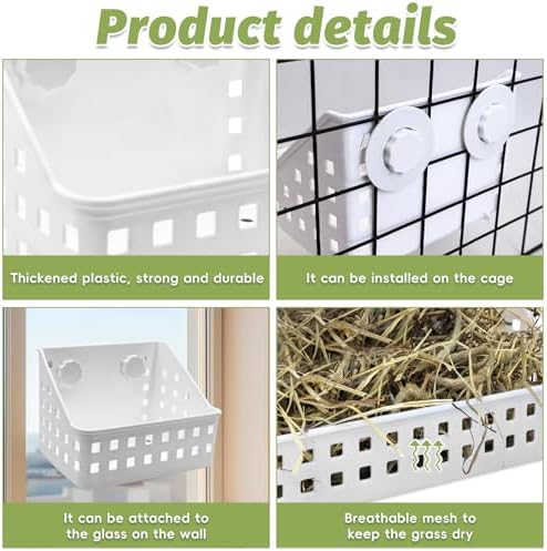 PINVNBY 2PCS Large Rabbit Hay Feeder with Mini Dustpan and Brush Set