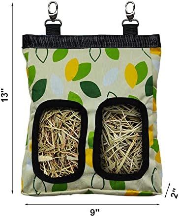 RIOUSSI Guinea Pig Hay Feeder, Hanging Rabbit Hay Feeder Bag. Greenleaf