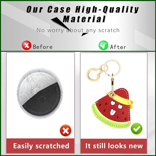 BORKUANA PU Leather Keychain Holder Protective Case Compatible with AirTag