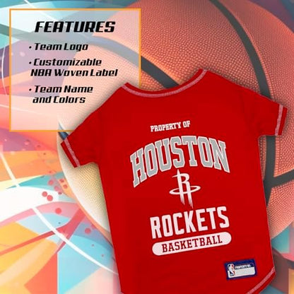 Pets First NBA Licensed Hoodies & T-shirt for Dogs & Cats, Houston Rockets, Medium